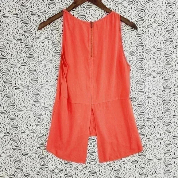 BCBGMaxAzria Tank Top Scoop neck Slit Back Chiffon S - Picture 2 of 5